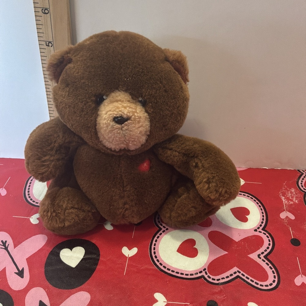 Vintage Mattel‎ 1986 Emotions love Bear Plush red heart Brown Valentines Gift